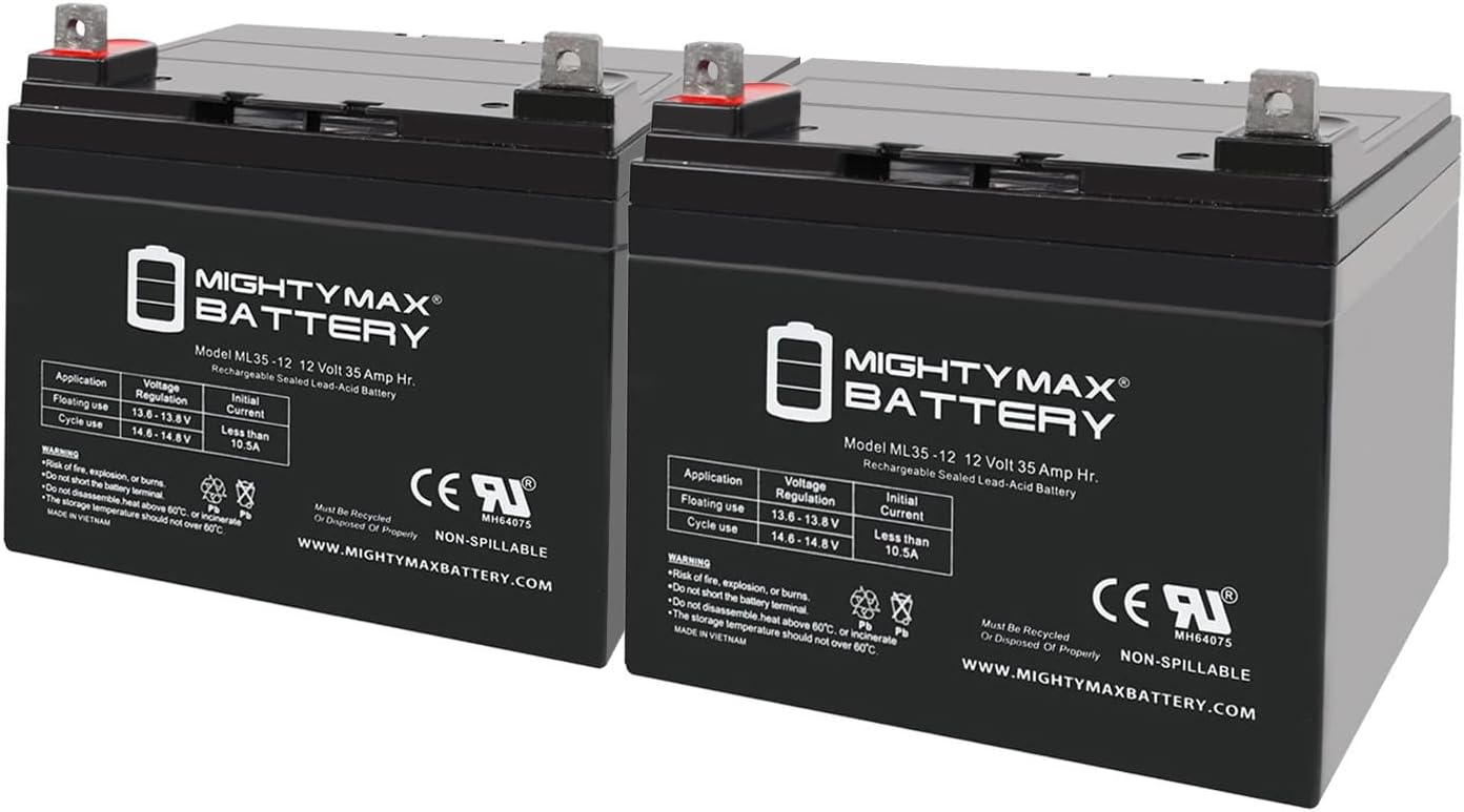 Mighty Max Battery ML35-12 12 Volt 35 AH SLA Battery Pack of 2