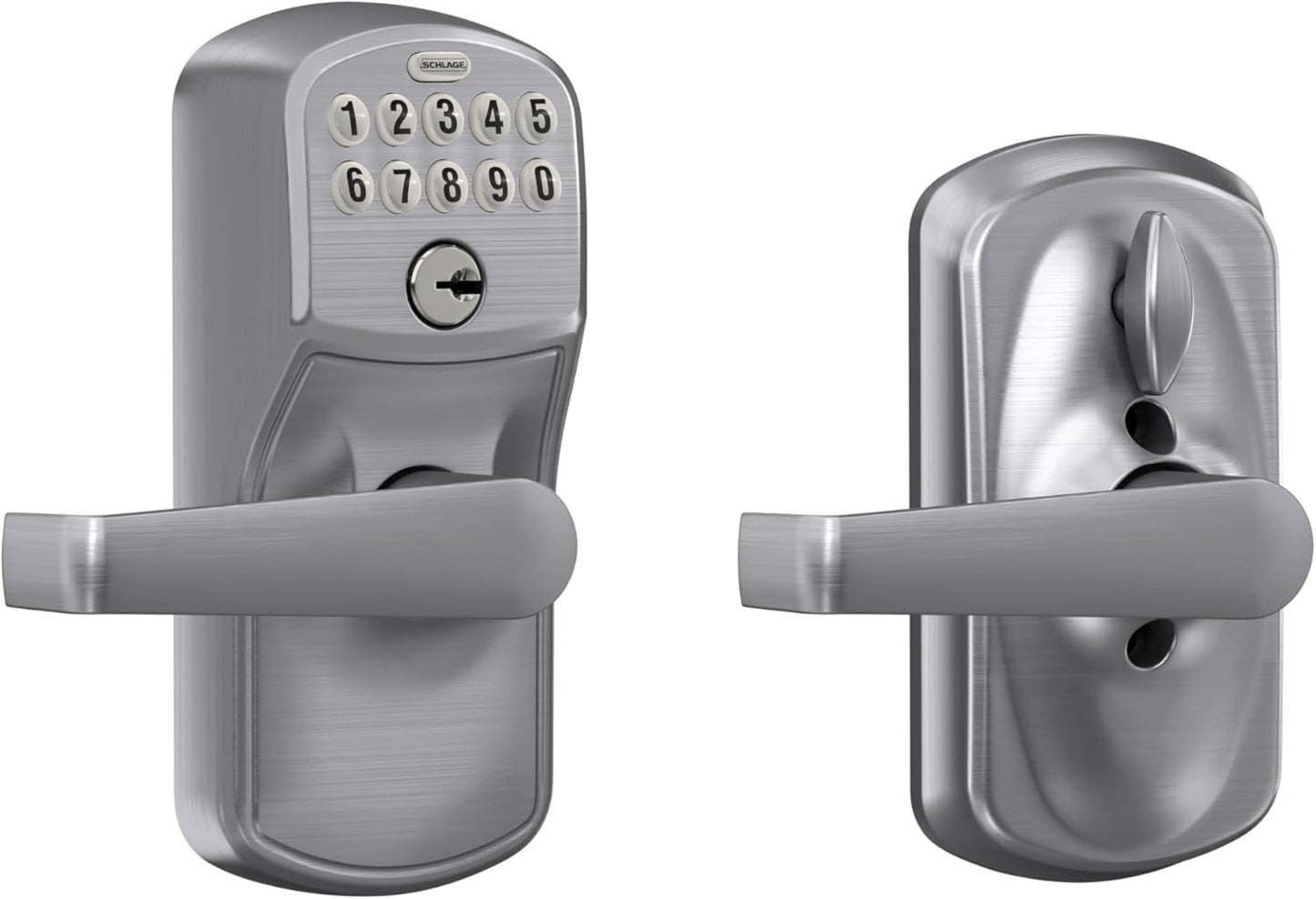 SCHLAGE Brushed Chrome Electronic Keypad Lock with Elan Lever