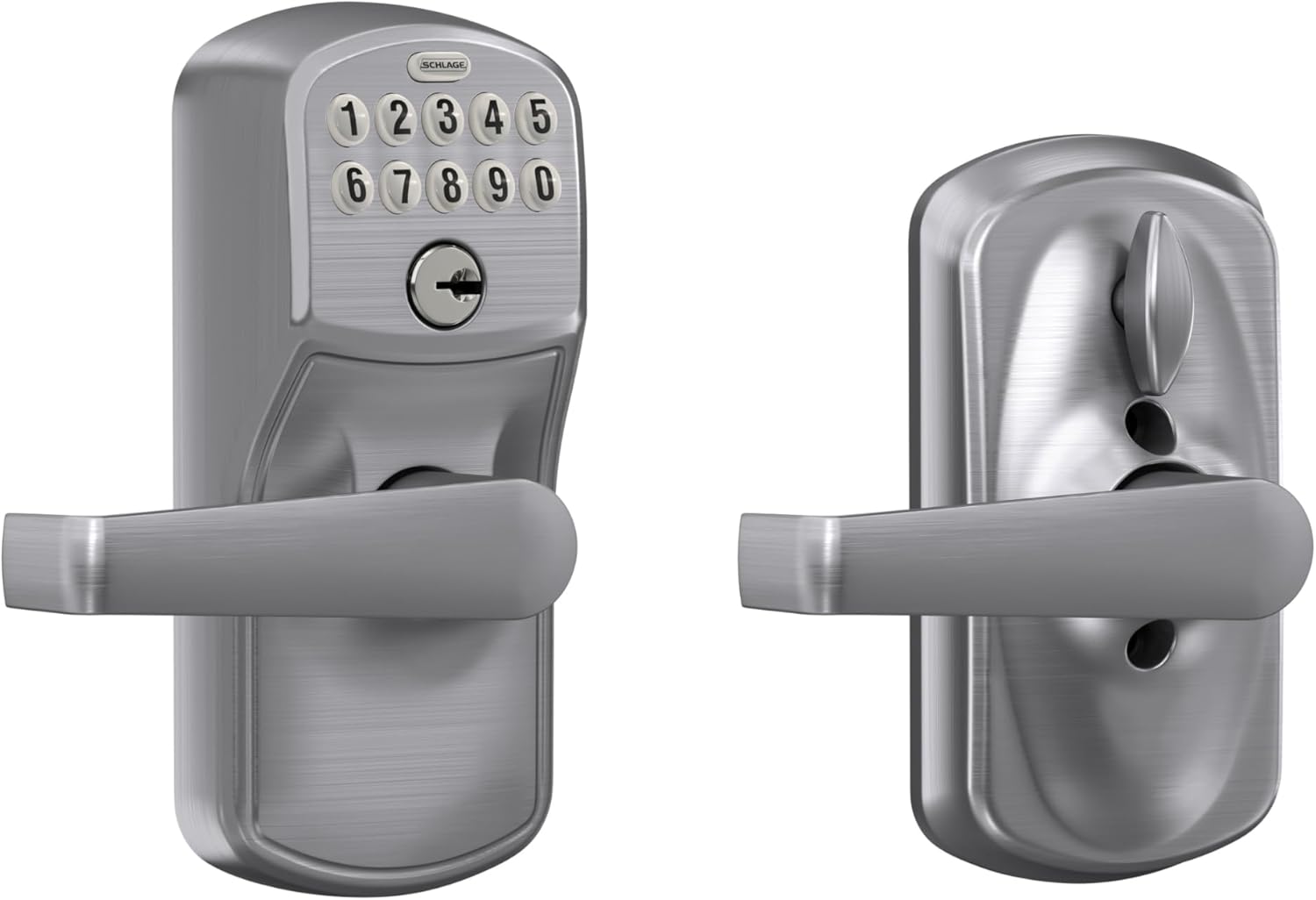 SCHLAGE Brushed Chrome Electronic Keypad Lock with Elan Lever
