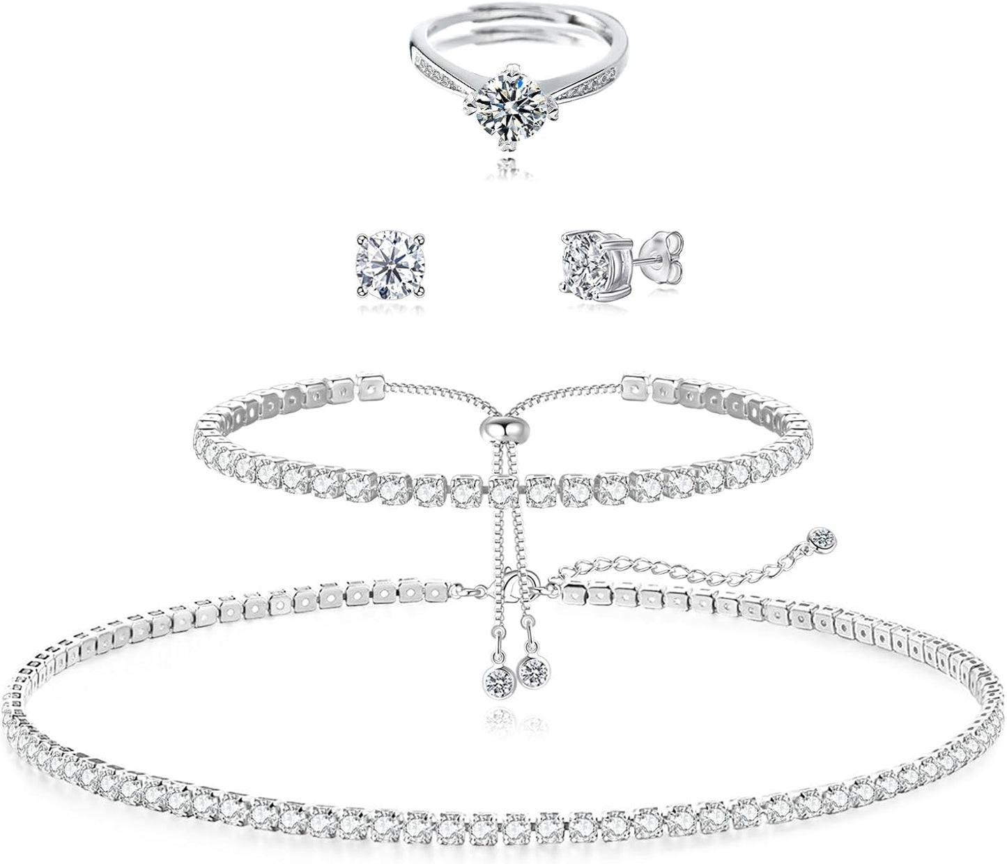 Elegant Tennis Necklace and Bracelet Set for Women - Sparkly Jewelry