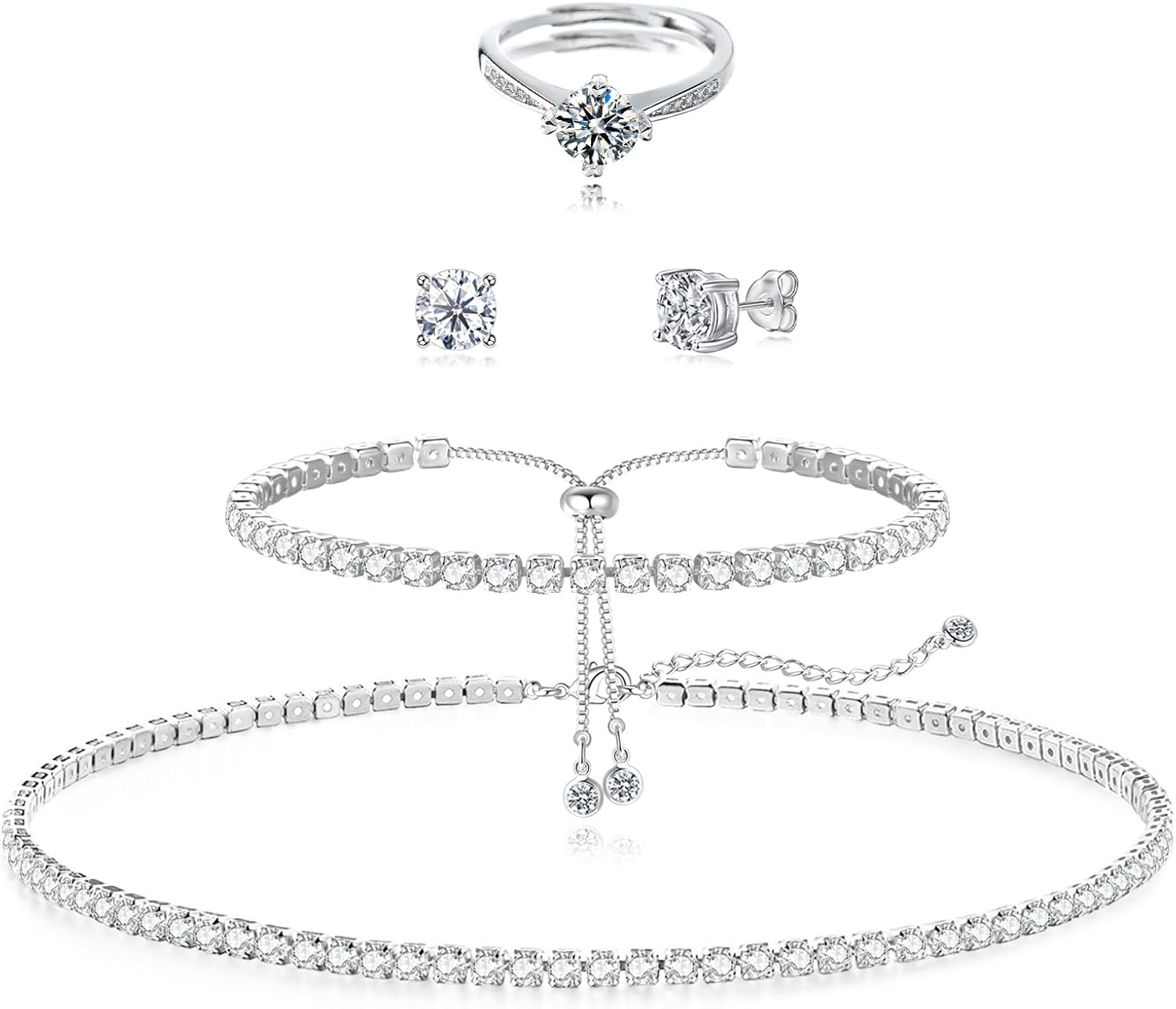 Elegant Tennis Necklace and Bracelet Set for Women - Sparkly Jewelry