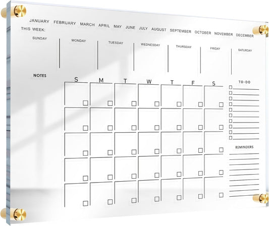 Classic Acrylic Calendar for Wall - Modern Dry Erase Planner