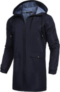 Men's Long Raincoat Lightweight Waterproof Jacket - Travel Friendly