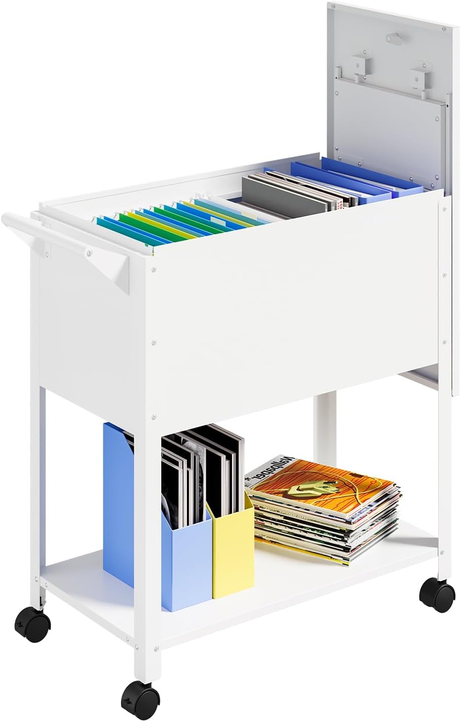 Mobile File Cart with Lock for Organized Storage on Wheels