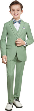 Boys Light Avocado 7-Piece Slim Fit Formal Suit - Adjustable Waist