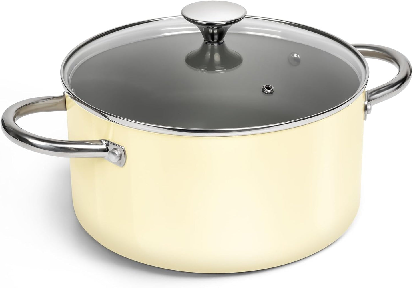 MICHELANGELO 5 Quart Ceramic Stock Pot with Lid for Healthy Cooking