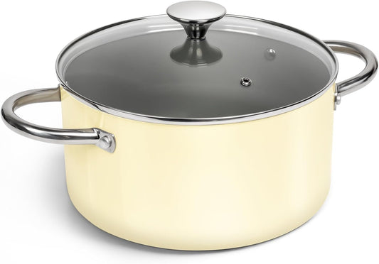MICHELANGELO 5 Quart Ceramic Stock Pot with Lid for Healthy Cooking