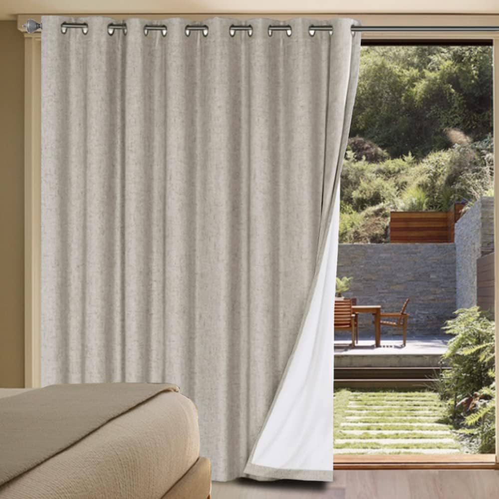 H.VERSAILTEX Linen Blackout Curtains for Extra Wide Doors