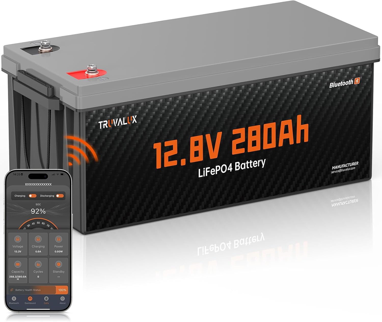 12V 280Ah LiFePO4 Lithium Battery with Bluetooth Monitoring