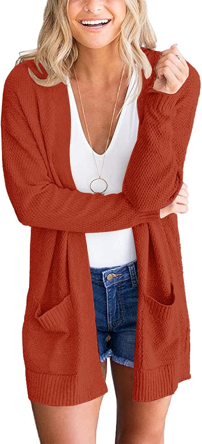 Cozy Women's Long Sleeve Cardigan Sweater with Pockets