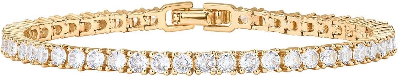 Stunning 14K Gold Plated Tennis Bracelet with Cubic Zirconia