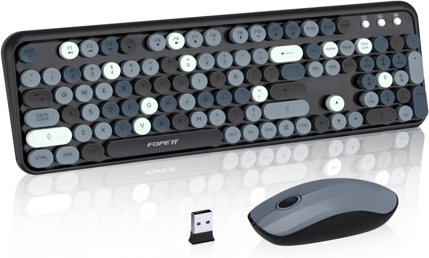 Cute Retro Wireless Keyboard & Mouse Combo - Reliable 2.4Ghz Connection