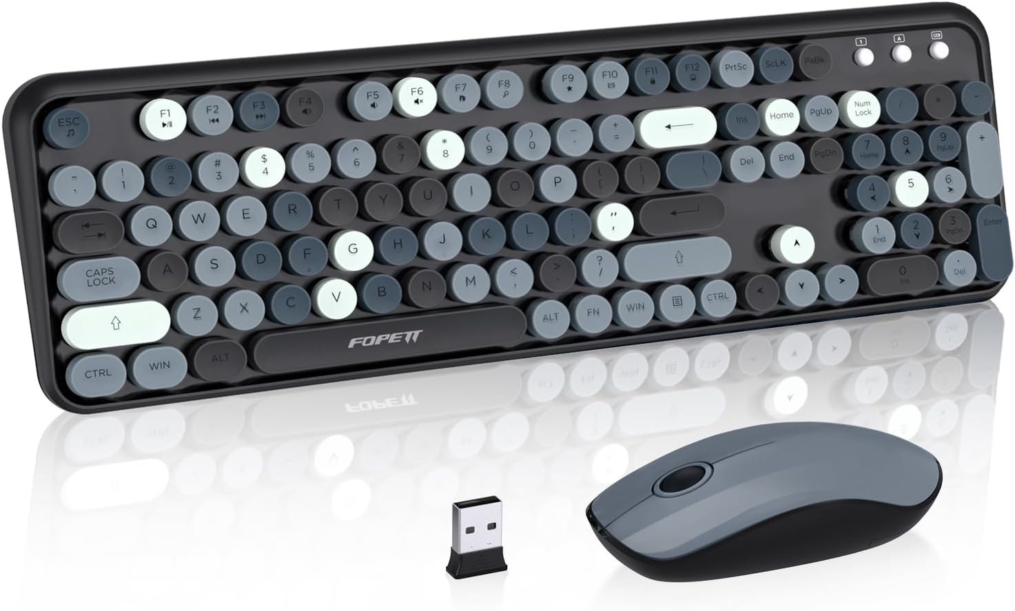Cute Retro Wireless Keyboard & Mouse Combo - Reliable 2.4Ghz Connection