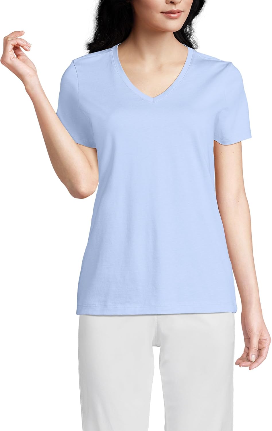 Relaxed Supima Cotton V-Neck T-Shirt for Women by Lands' End