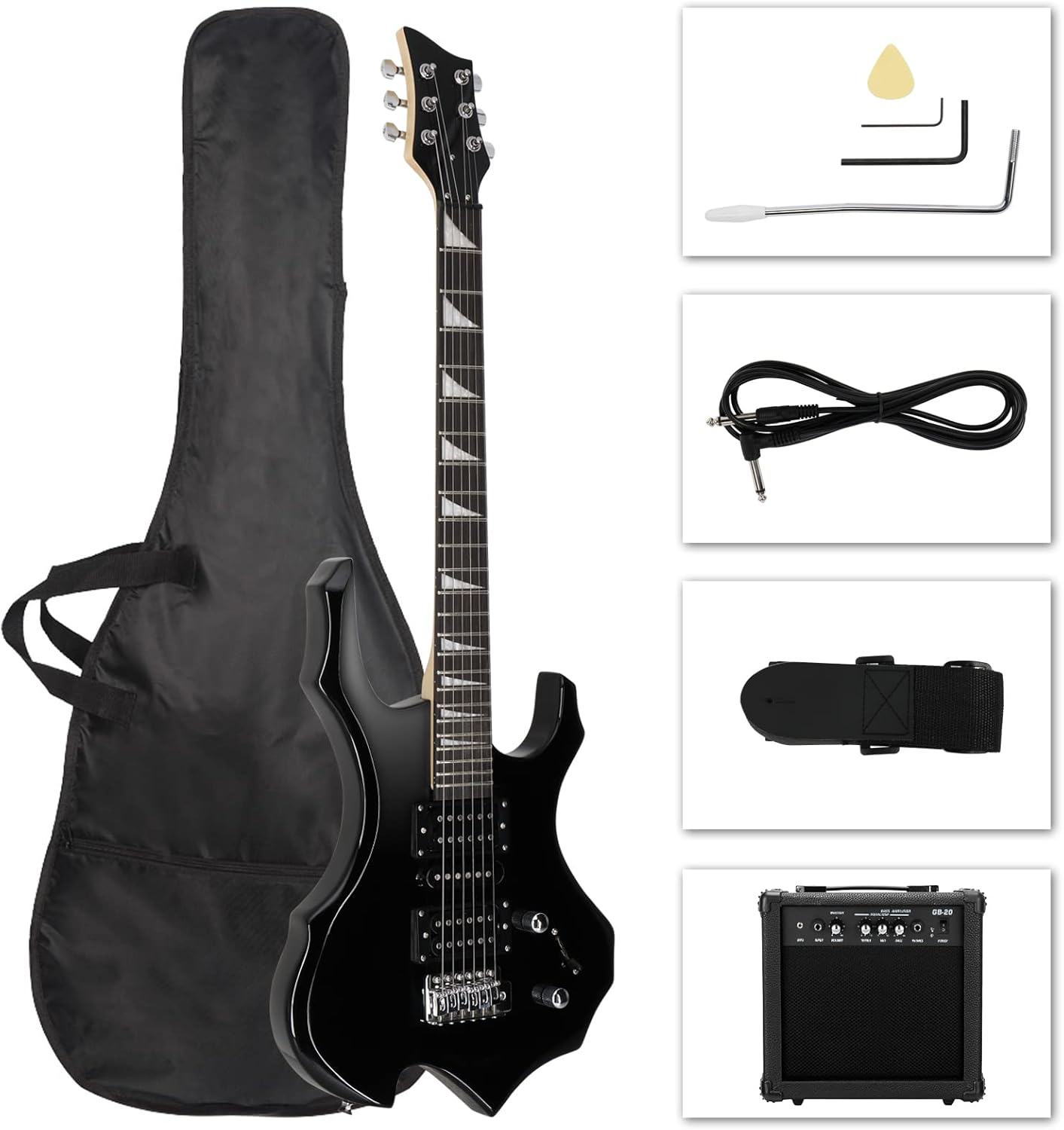 36 Electric Guitar Set with Amplifier - Rock with Burning Fire Design