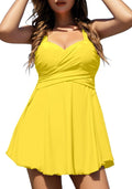 COCOPEAR Crossover One Piece Swimdress Teal Floral - Flattering Fit