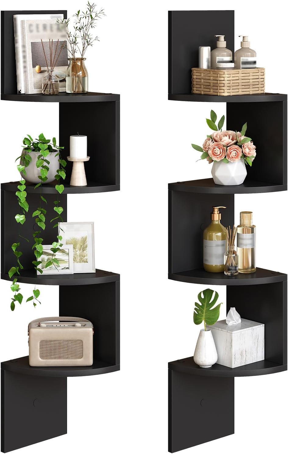 HOOBRO Corner Shelf Wall-Mounted Set of 2 Floating Shelves