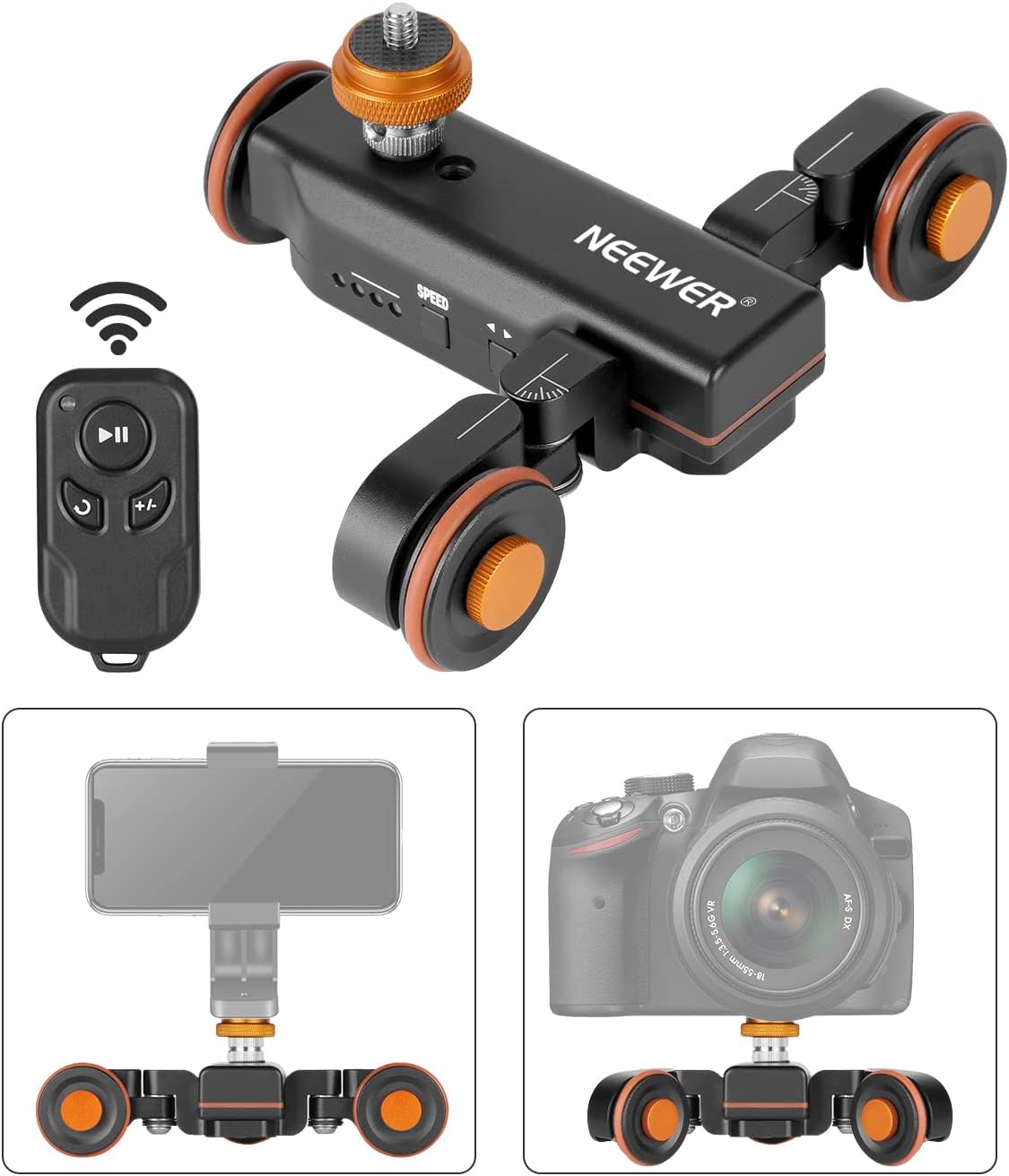 Neewer 3 Wheels Wireless Video Camera Dolly for Smooth Shots