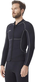 Hevto Men Wetsuit Tops 3/2mm Neoprene Jacket Front Zip - Flexible Fit