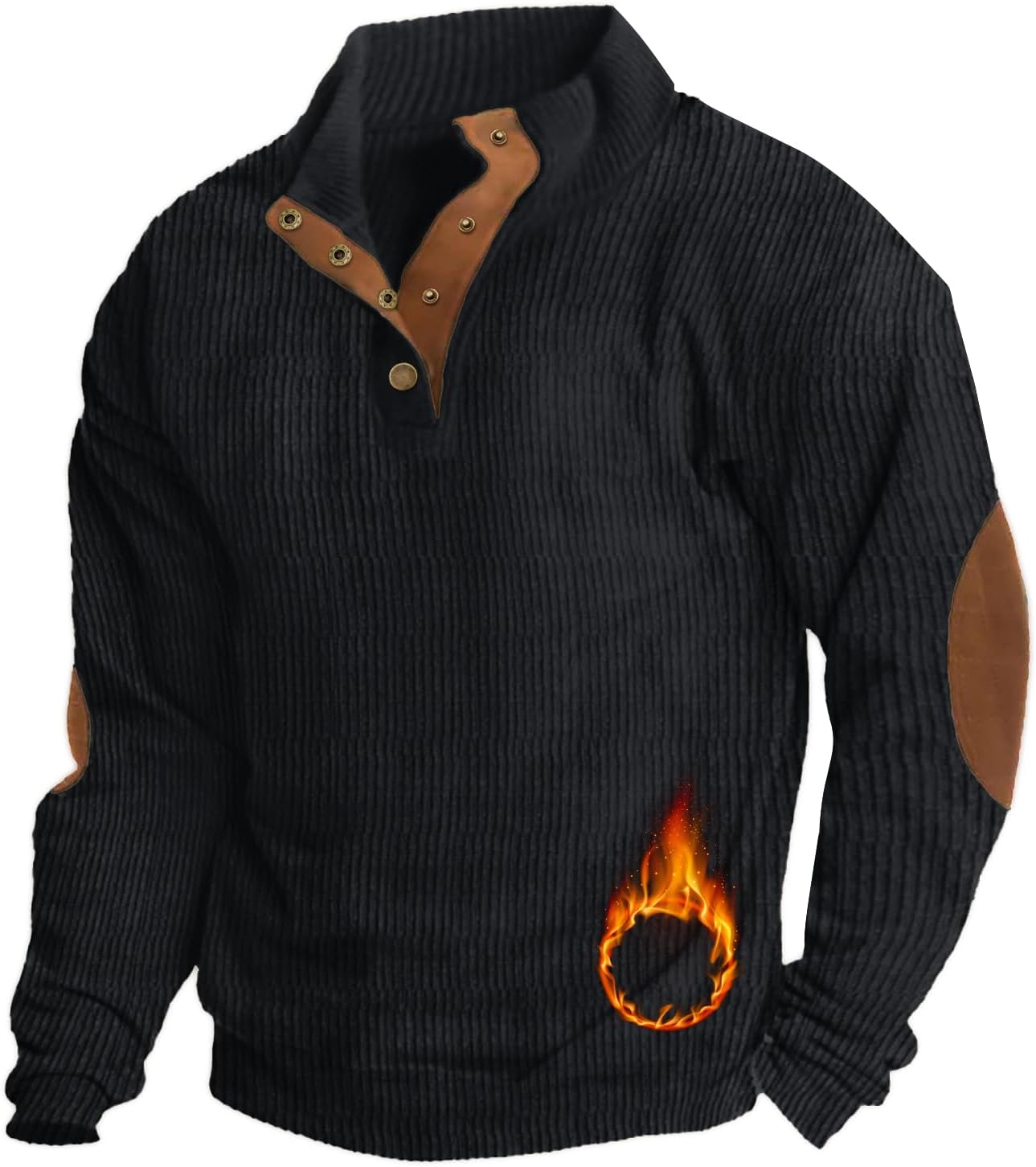 Mens Casual Corduroy Sweatshirt with Stand Collar for Fall