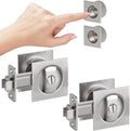 Brushed Nickel Privacy Pocket Door Hardware 2 3/8 in Backset - Secure