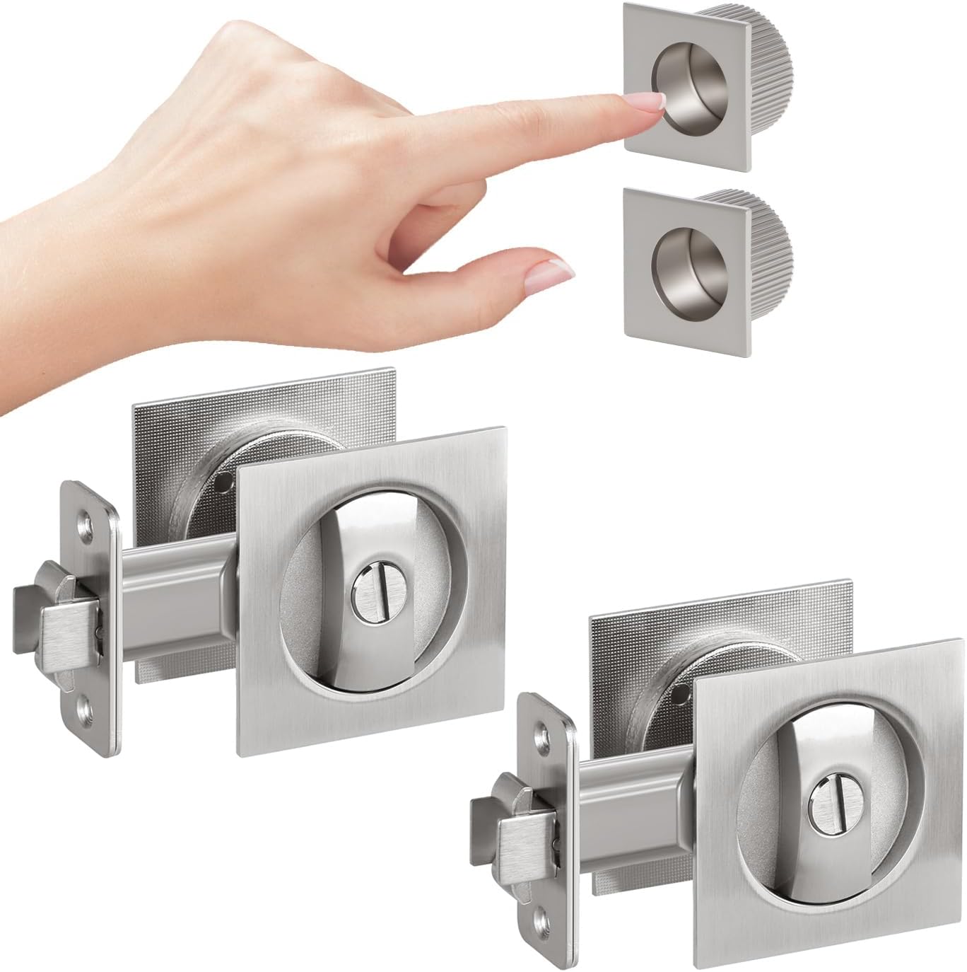 Brushed Nickel Privacy Pocket Door Hardware for Secure Spaces