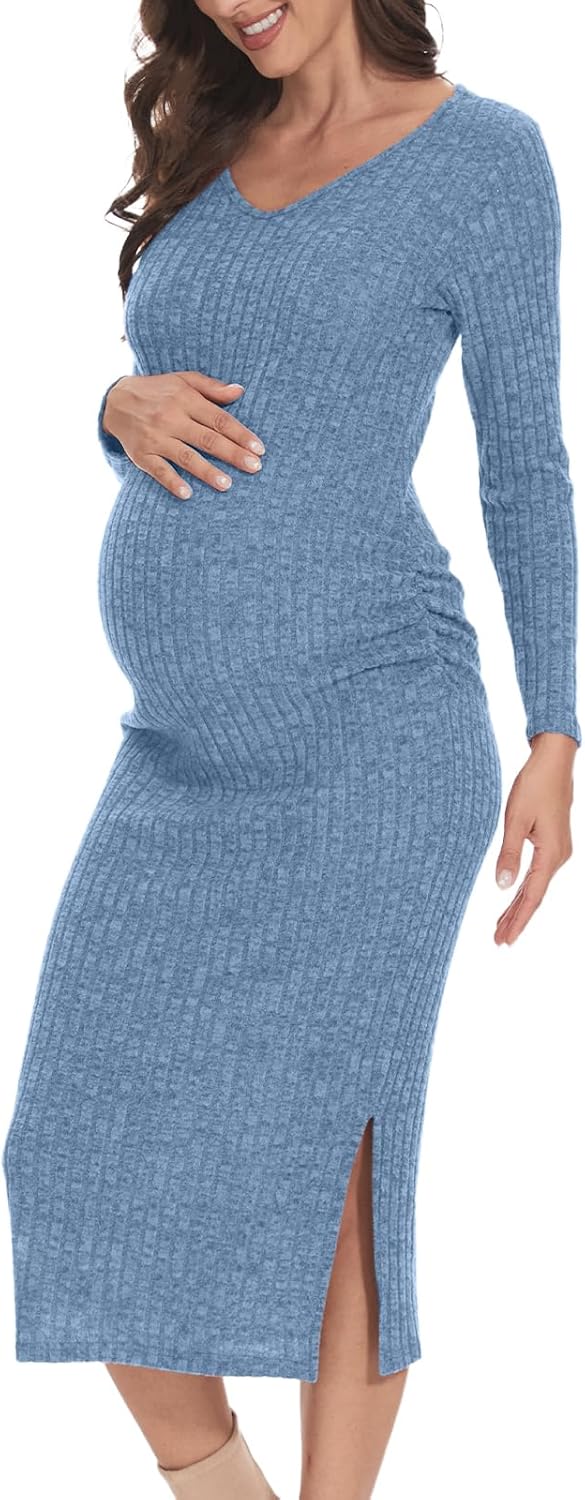 Long Sleeve Maternity Sweater Dress for Fall Winter Events