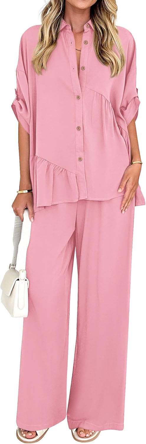 KIRUNDO Two Piece Sets for Women Summer Outfits 2025 Stylish