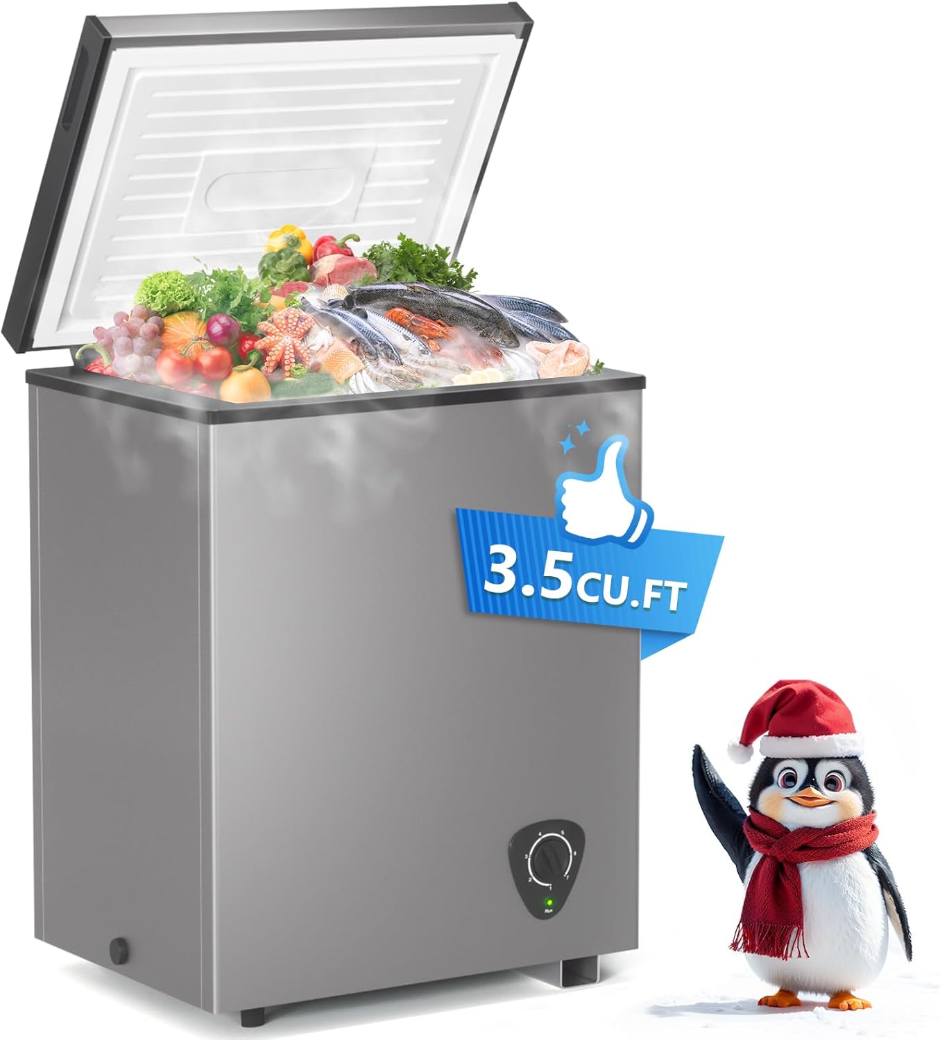 Lifeplus Chest Freezer 3.5 Cubic Feet Compact Design for Home