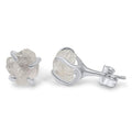Natural raw Clear quartz stud earrings - Genuine 925 sterling silver