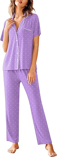 Avidlove Women Pajamas Set Notch Collar Soft Sleepwear Pjs