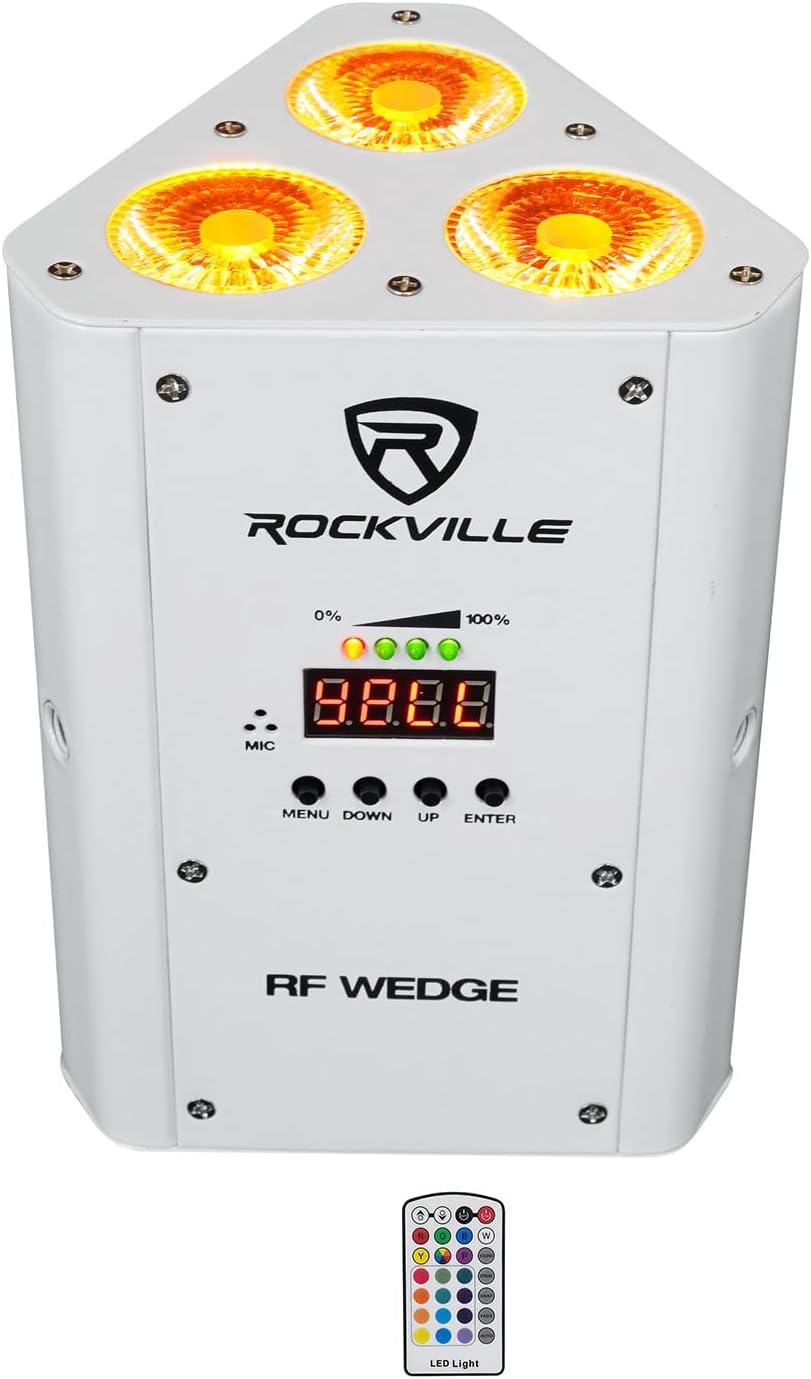 Rockville RF WEDGE WHITE 54W RGBWA+UV Wireless DMX DJ Light