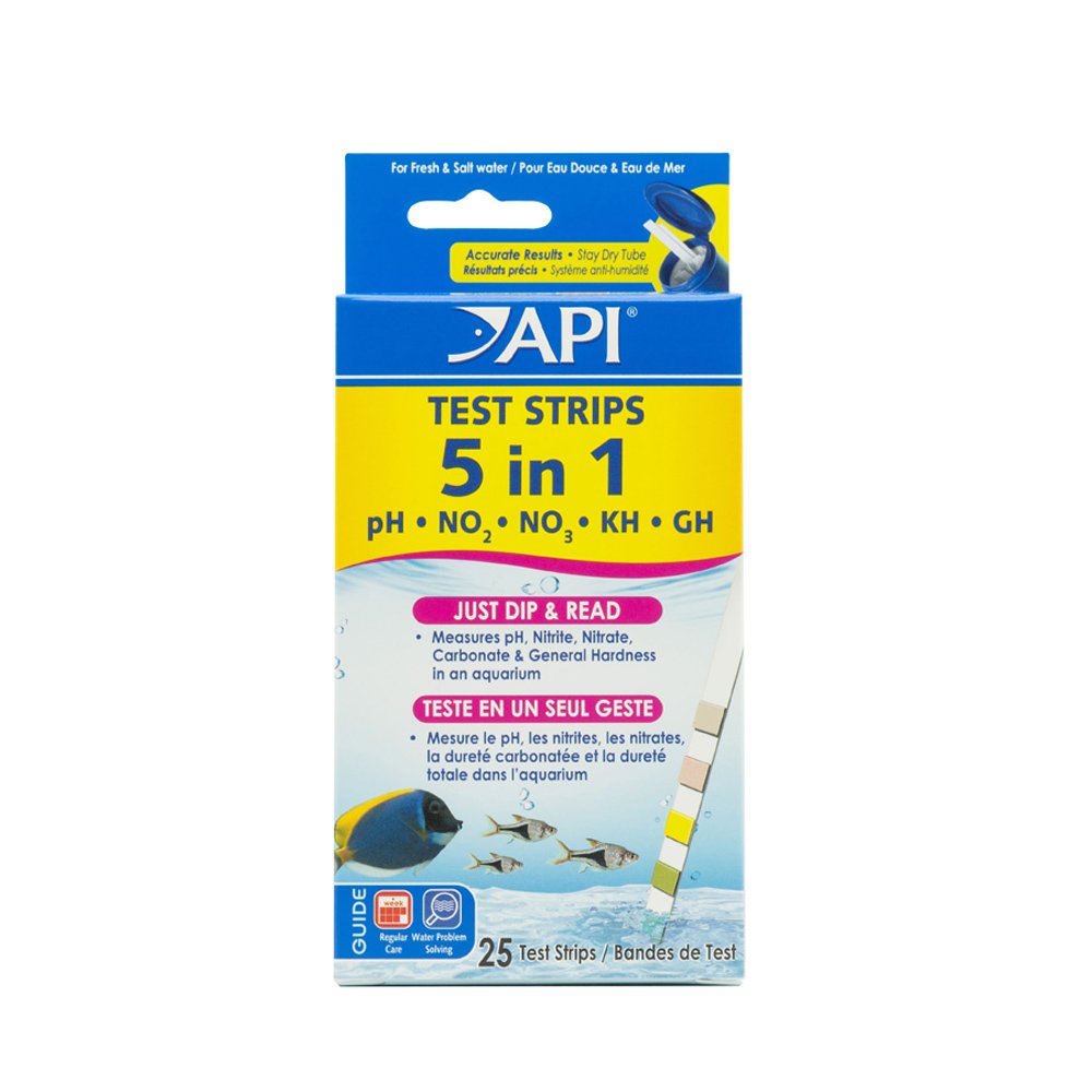 API 5-in-1 Aquarium Test Strips 25-Count - Easy Water Testing