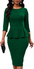 Women's Bodycon Pencil Dress Midi Workwear - Modest Office Sheath Knee
