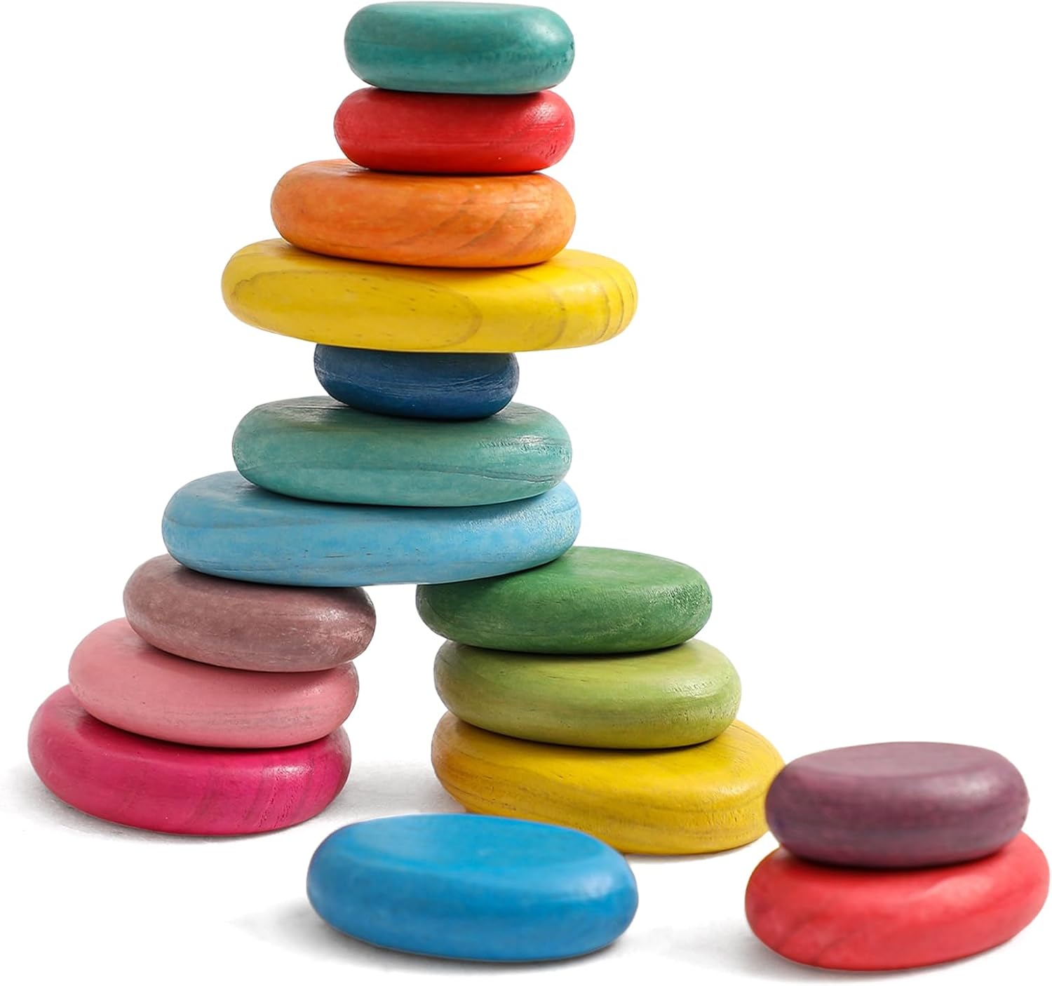 Large Wooden Stacking Rocks - Safe Montessori Toy for 1-3 Year Olds