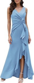 Black V Neck Formal Evening Dress for Women - Sexy Split Wrap