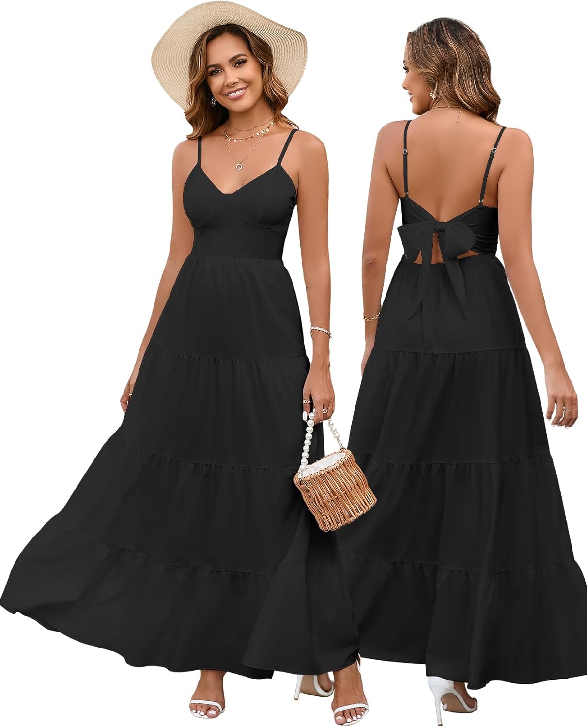 HTZMO Women Casual Summer Floral Maxi Sundress for Beach