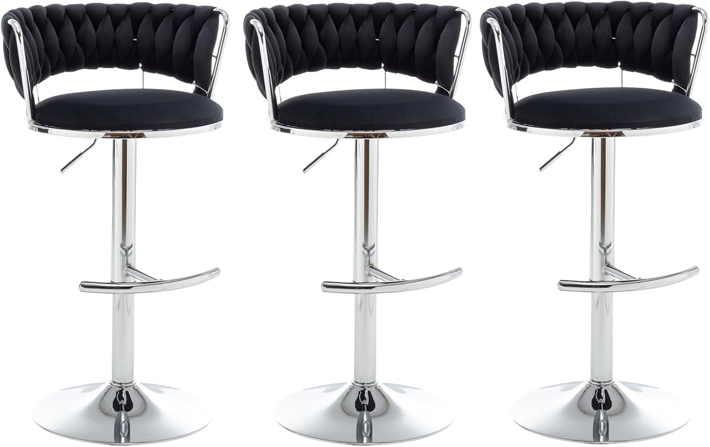 Stylish Velvet Bar Stools Set of 3 for Kitchen Island Use
