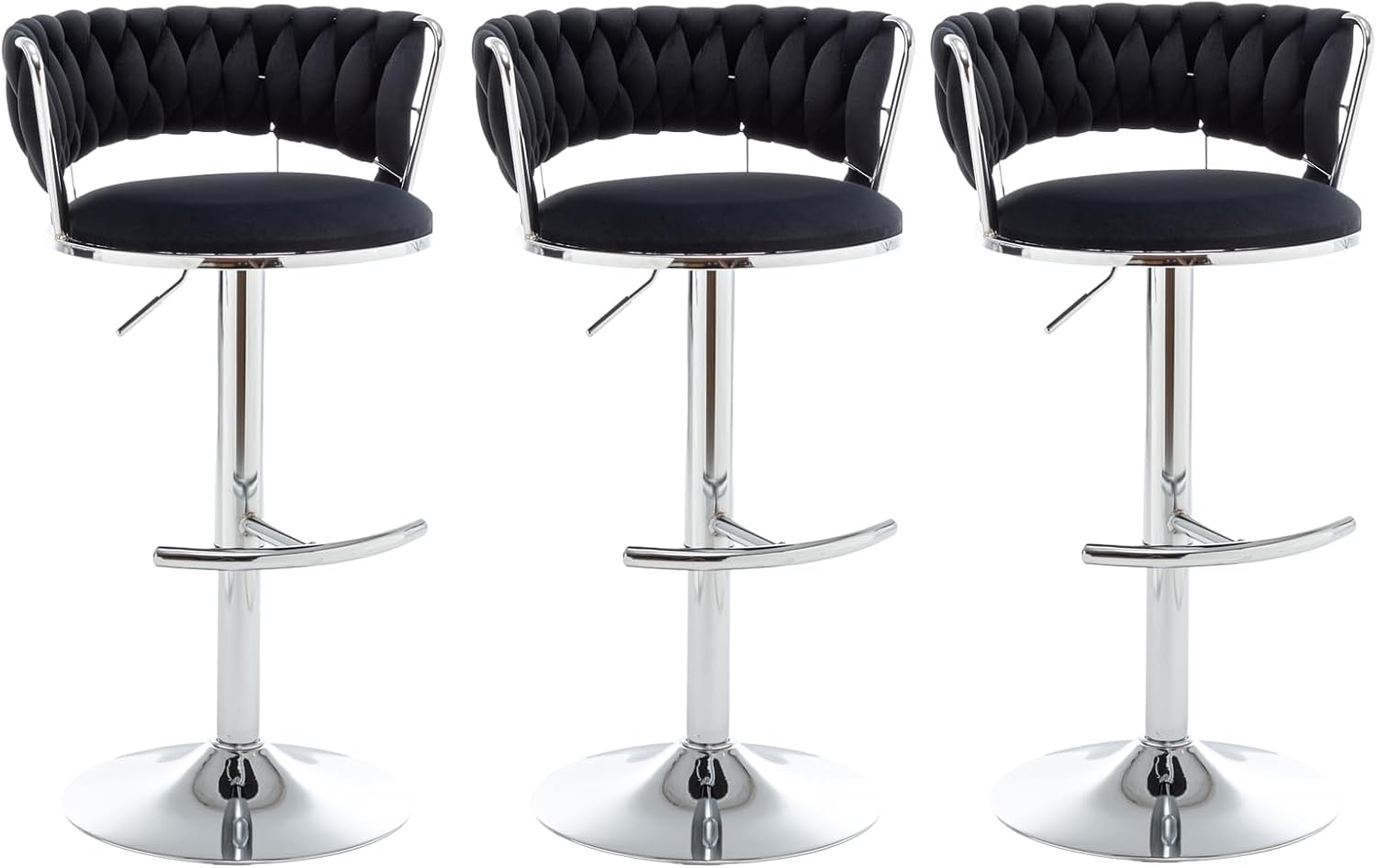 Stylish Velvet Bar Stools Set of 3 for Kitchen Island Use