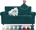 Luxury Velvet Couch Cover 4 Piece Stretch Sofa Slipcover - Deep Teal