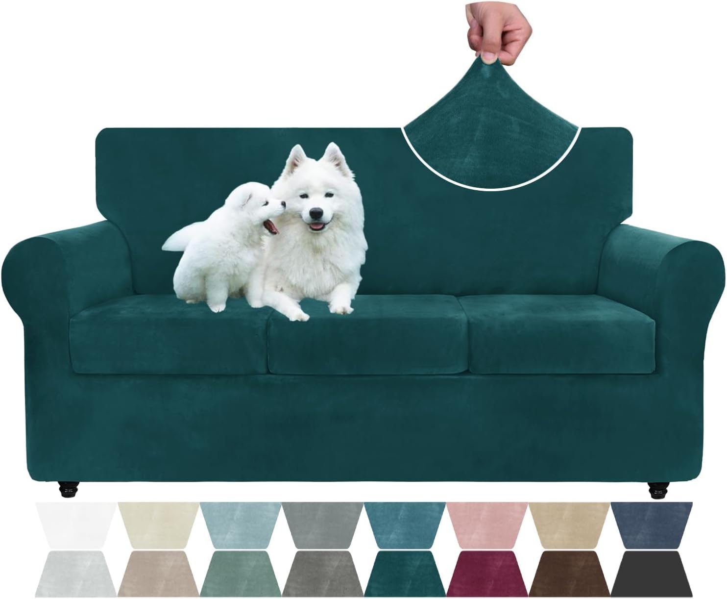 Luxury Velvet Couch Cover for 3 Cushion Sofa by ZNSAYOTX