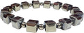 Handmade Pyrite Stretch Bracelet 8mm Cube and Round Beads - Leo