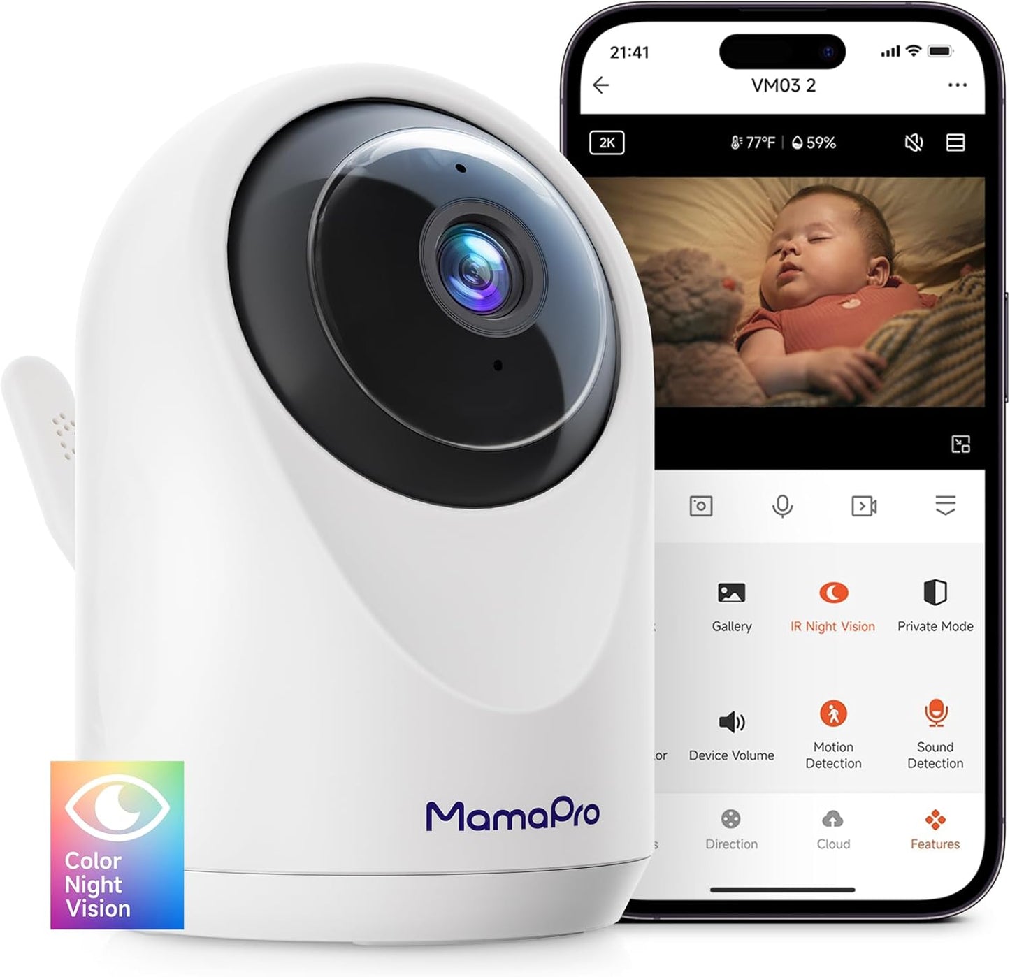 WiFi Baby Monitor with 2K Night Vision and Smart Alerts