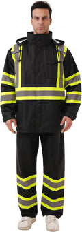 Hi Vis Safety Rain Jacket Reflective Class 3 - Waterproof Work Coat