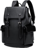 ROSTNK Leather Backpack for Men Black Laptop Computer Backpack - Large