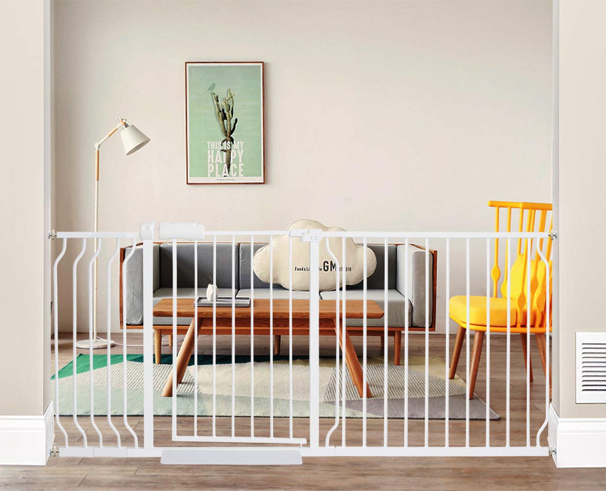 Extra Wide Pressure Mounted Baby Gate for Kids and Pets Safety