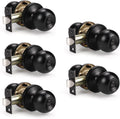 KNOBWELL Modern Door Knob 5 Pack Privacy Lock - Matte Black