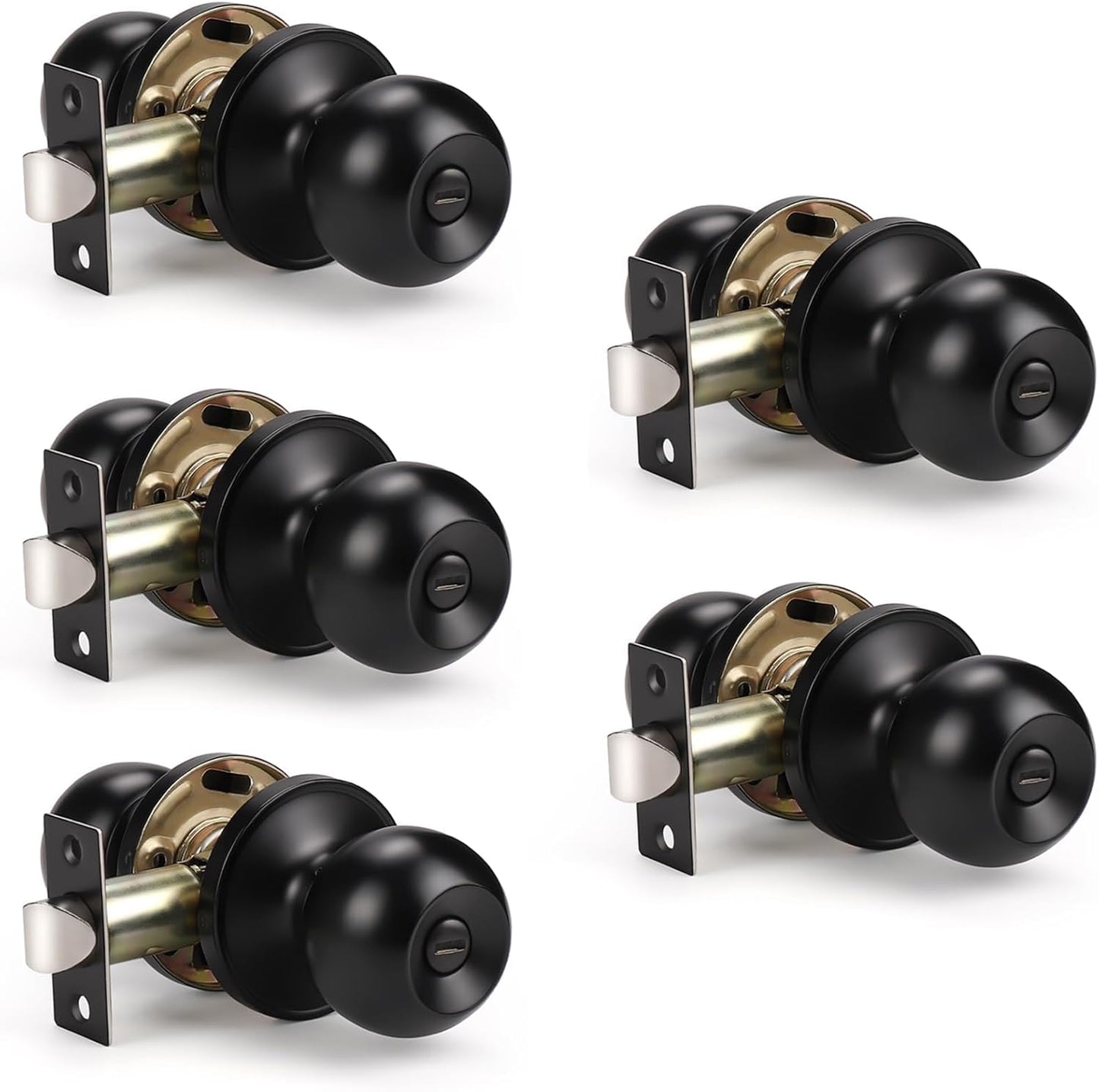 Modern Door Knob Set for Privacy Use - Matte Black Finish