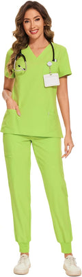 COZYFIT Scrubs for Women Set - Stretch V-Neck Top & Jogger Pant GALORE