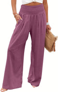 Women Linen Palazzo Pants High Waist Wide Leg - Summer Comfort Women's